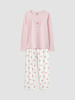 Bisiklet Yaka Boncuk ??lemeli Kad?n Pijama Tak?m?