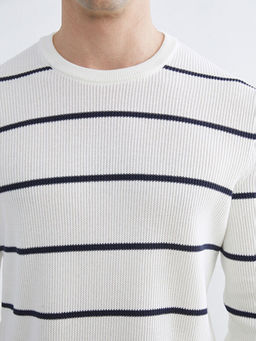 Bisiklet Yaka ?izgili Erkek Kazak