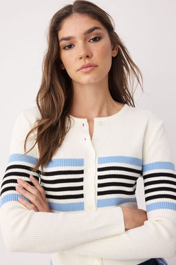 Ekru*001-Lacivert Crop Renk Bloklu-Duz 2li Triko H?rka TWOAW26HI00127 - Trendyolmilla фото 11