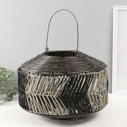 Подсвечник - фонарь на 1 свечу «Лист из лозы», пластик, чёрно-белый, 15×38×27 см