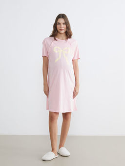 Bisiklet Yaka Fiyonk Nak??l? Hamile Gecelik