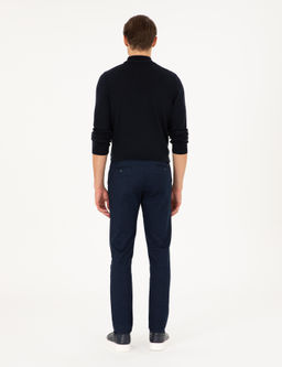 Lacivert Slim Fit Kanvas Pantolon