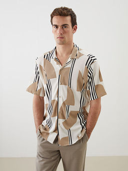 Regular Fit K?sa Kollu Desenli Erkek G?mlek