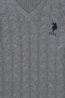 Серый меланжевый базовый свитер для мальчика - U.s. polo assn фото 3