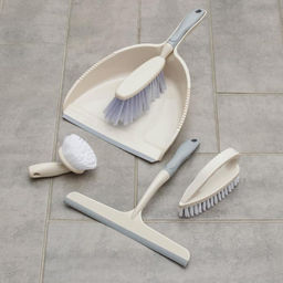Щётки для уборки, набор из 5 предметов: совок, 3 щётки, водосгон, цвет МИКС