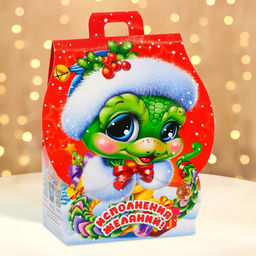 Цена за 5 шт. Подарочная коробка Новогодняя Домик Сладкая парочка с анимацией 12?8.5?17.5 см