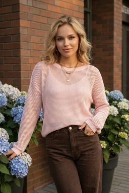 K13464 Джемпер и майка (вязаный трикотаж) СВ_РОЗОВЫЙ