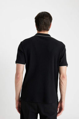 Футболка-поло с короткими рукавами и застежкой-молнией Slim Fit - Defacto фото 6