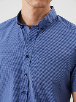 Regular Fit K?sa Kollu Ekose Oxford Erkek G?mlek