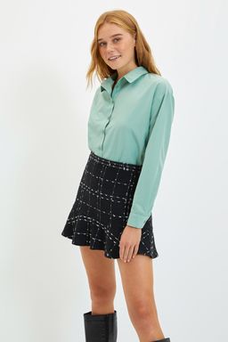 Siyah Etek Ucu Volanl? Tuvit Kumas Mini Boy Dokuma Etek TWOAW22ET0448