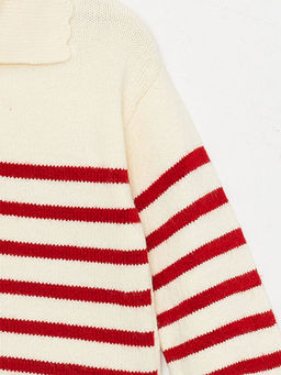 Polo Yaka ?izgili K?z Bebek Triko Kazak - Waikiki фото 3