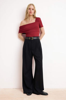 TRENDYOLMILLA Siyah Asimetrik Yakal? Fitted/Vucuda Oturan C?tc?tl? Orme Body TWOSS23BD00060  фото 49