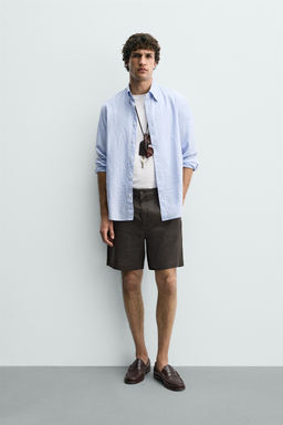 BERMUDA REGULAR FIT 100% LINO / Marr?n