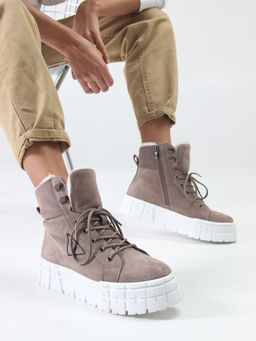 Ботинки 216.212131w. капучино замша/Шерсть