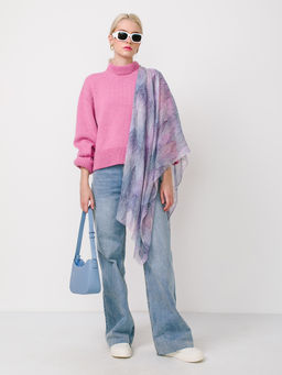 Большой, мягкий, тонкий и очень нежный двусторонний палантин с рисунком в стиле арт-деко - Tantino фото 2