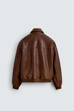 VINTAGE-EFFECT LIMITED EDITION LEATHER JACKET - Zara фото 9