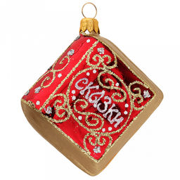 Елочная игрушка фигурка стеклянная Книга сказок 5,5х5,5х3см, цвета микс, ручная художественная роспись, подарочная упаковка (Россия)