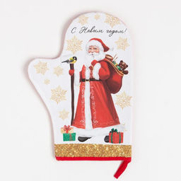 Набор кухонный Новогодняя ярмарка: варежка-прихватка 20х28см, прихватка 19х19см,100%хл - Этель фото 3