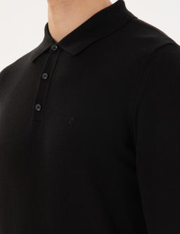 Siyah Slim Fit Polo Yaka Basic Triko Kazak - Pierre cardin фото 7