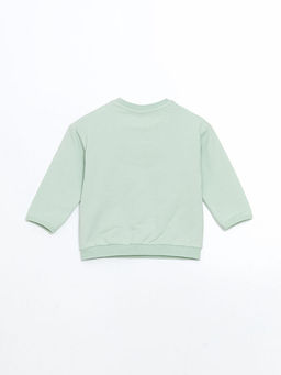 Bisiklet Yaka Bask?l? Erkek Bebek Sweatshirt ve E?ofman Alt 2li