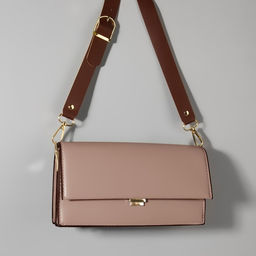 Ручка для сумки из натуральной кожи, регулируемая, с карабинами, 60±2 см × 2.5 см, цвет коричневый, золотой