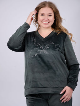 Костюм Велюр 5 тёмно-серый, велюр - Малина фото 31