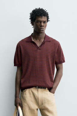 POLO PUNTO JACQUARD RAYAS / Granate - Zara фото 2