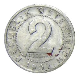 2 гроша 1952 года Австрия