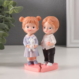 Набор фигурок полистоун Парочка с зайком и шкатулкой, 2 шт., 5.5?6.5?11 см