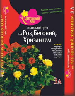 БХЗ Цветочный рай Грунт Розы, Бегонии и Хризантемы 3 л