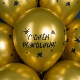 Шары воздушные латексные 12" «С Днём Рождения! Звёзды», золото, 4 ст., хром, набор 25 шт., МИКС