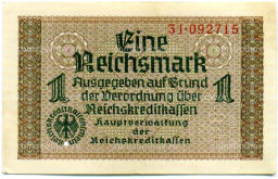 1 рейхсмарка 1939 года Германия (Для оккупированных территорий)