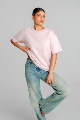 Арт. 3-302/4 Футболка женская оверсайз 44-50 (4 шт) Цвет:пудра - Калинка фото 5
