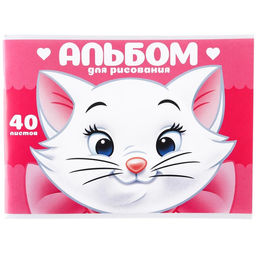 Альбом для рисования А4, 40 листов 100 г/м, на скрепке, Коты аристократы