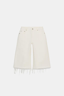 ZW COLLECTION FRAYED DENIM BERMUDA SHORTS - Zara фото 12