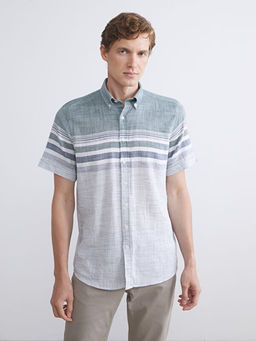 Regular Fit K?sa Kollu ?izgili Arm?rl? Erkek G?mlek