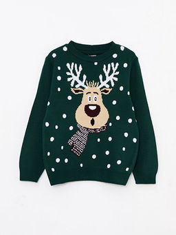 Bisiklet Yaka Y?lba?? Temal? Uzun Kollu Erkek ?ocuk Triko Kazak - Waikiki фото 3