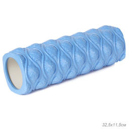 Ролик массажный. Массажер спортивный. Валик для фитнеса и йоги. Валик для пилатеса. Ролик спортивный. Узор. 33x12 см, голубой / CY33x14P-B / уп 10