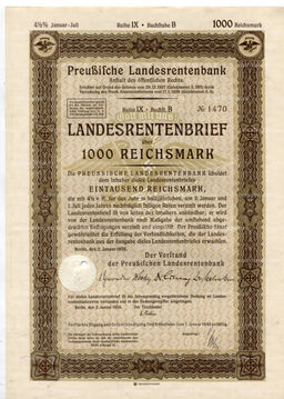 Облигация 4,5% 1000 рейхсмарок 1935 года Германия