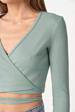 Топ трикотажный с завязками на талии мятный