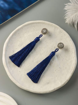 Клипсы для ушей QF Кисти, цвет синий, L кисти 7 см