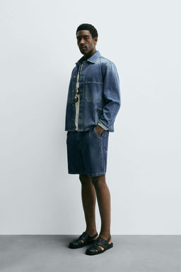 LIGHTWEIGHT DENIM STRAIGHT-LEG BERMUDA SHORTS - Zara фото 4