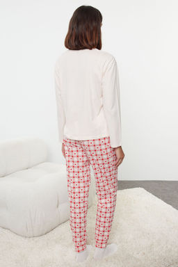 Pudra %100 Pamuklu Slogan Nak?sl? Kalpli Ekoseli Orme Pijama Tak?m? THMAW25PT00118