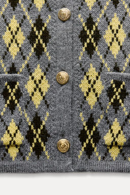ARGYLE KNIT CARDIGAN - Zara фото 7