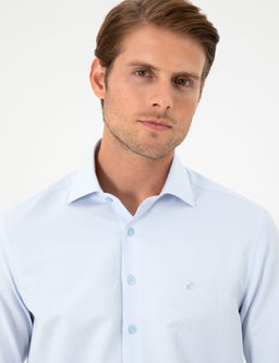 A__k Mavi Slim Fit Uzun Kollu G_mlek