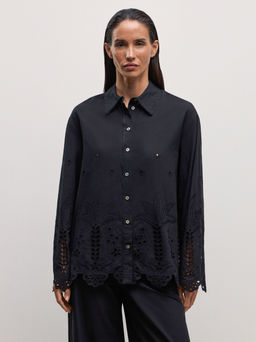 Хлопковая рубашка с вышивкой / Zarina  фото 6