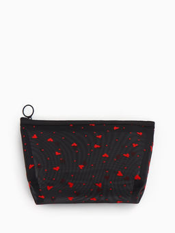 Косметичка дор Сердца, сетка 17*6,5*13,5, отд на молнии, черный