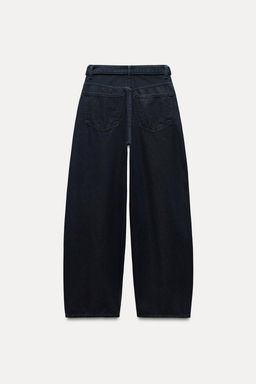 TRF BELTED DENIM TROUSERS - Zara фото 3