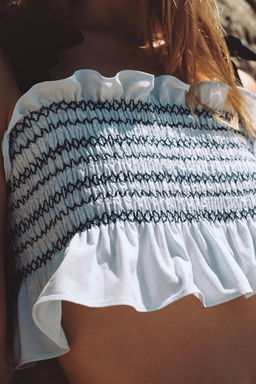 TOP LAZOS NIDO DE ABEJA / Azul / Blanco - Zara фото 4