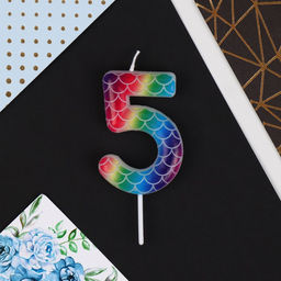 Свеча в торт цифра 5, разноцветная - Страна карнавалия фото 3